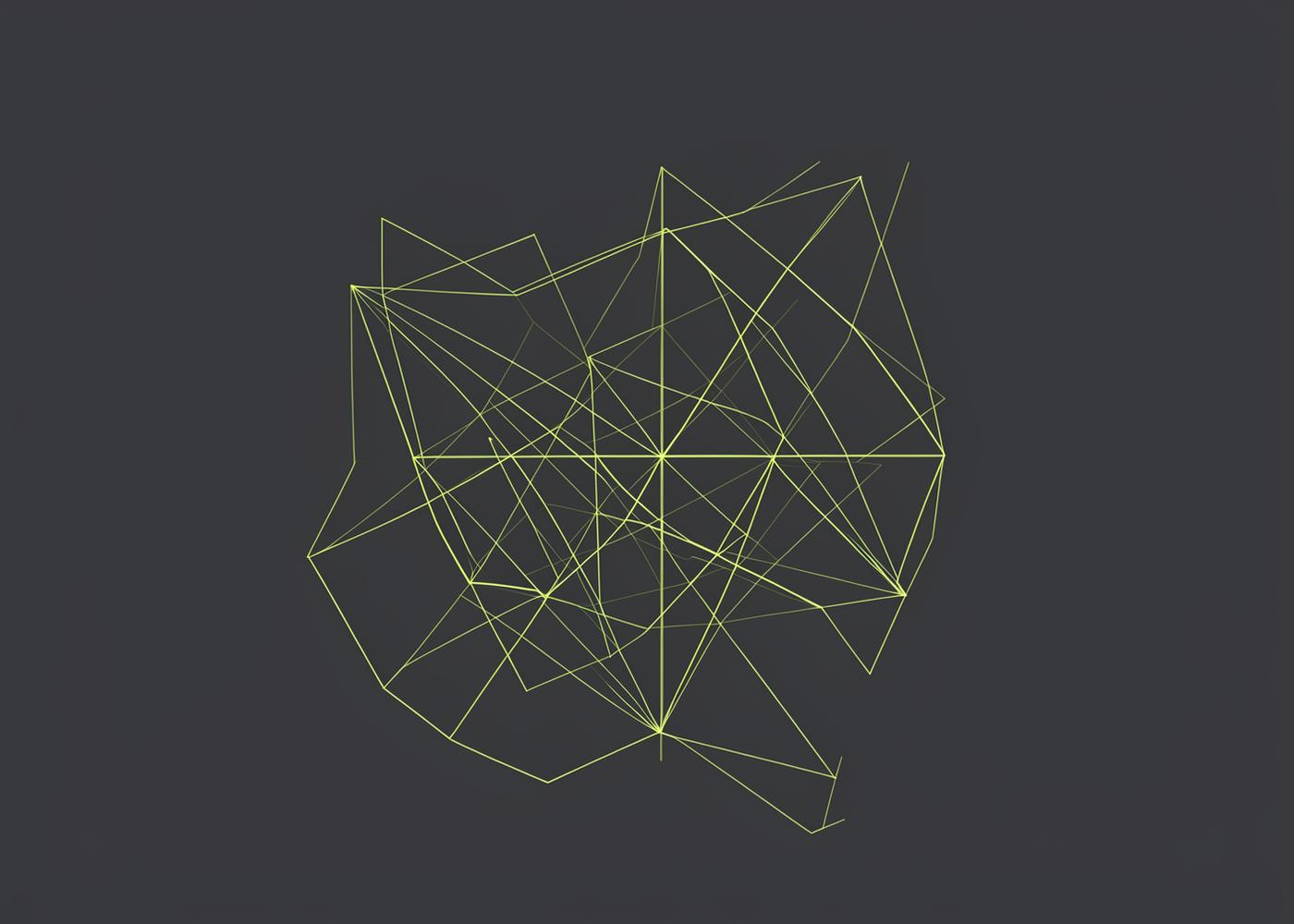 Thin green lines forming an abstract network structure on a dark grey field